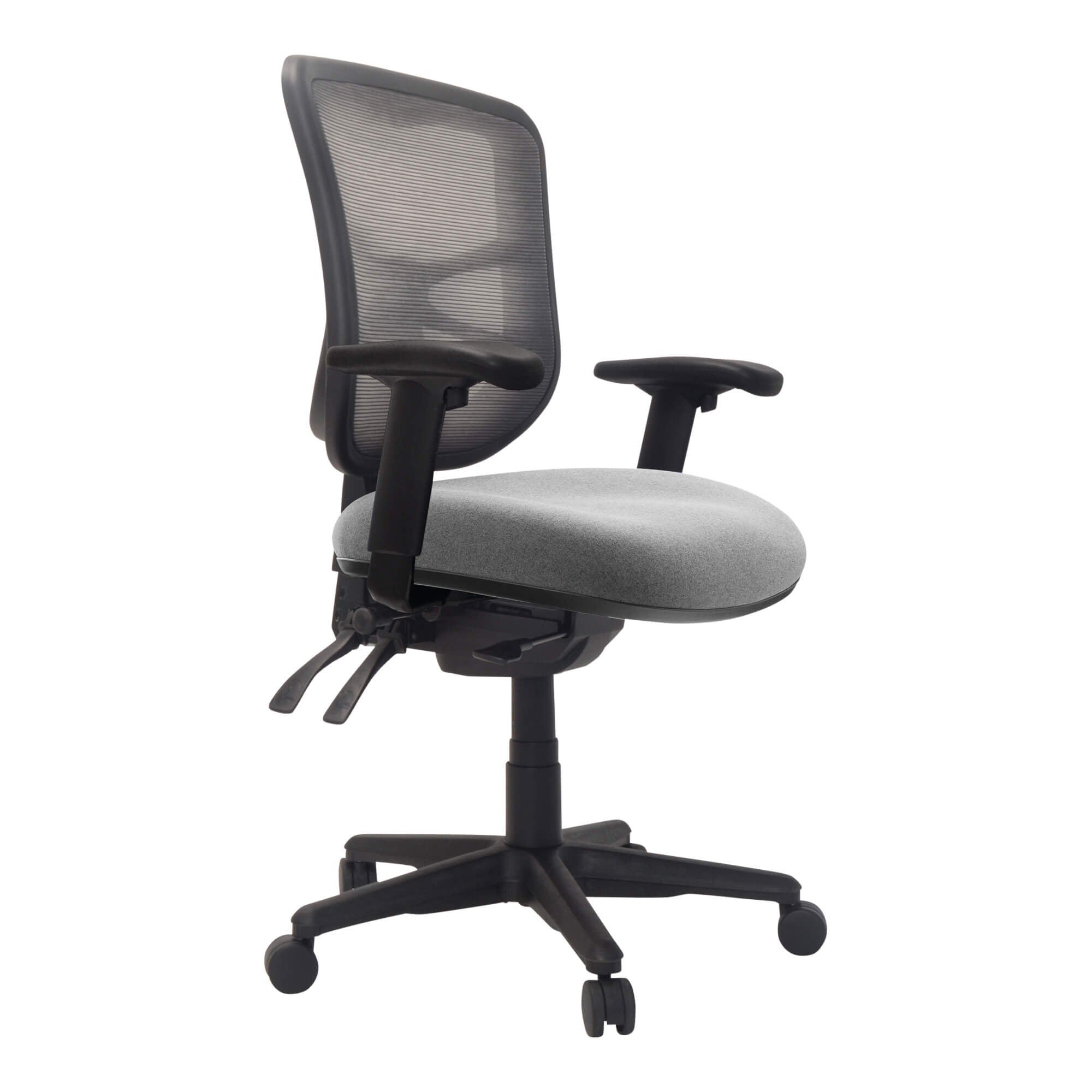 Rear view of Buro Metro Chair with Seat Slide Nylon Base Without Arms Olive SafeTex showing back construction