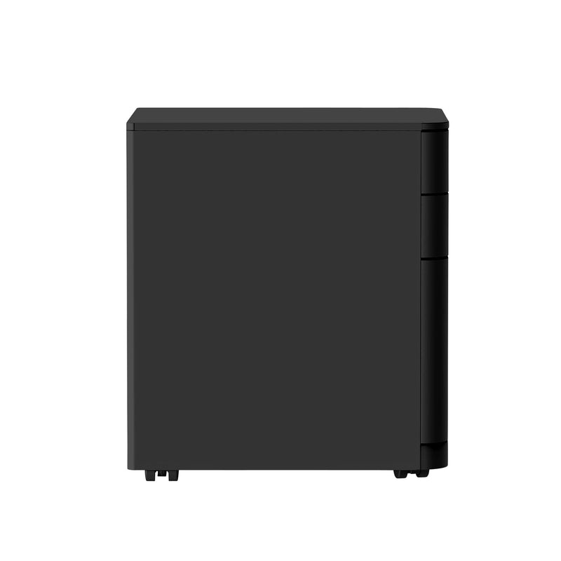 Detail view of Buro MyWorkSpace Mobile Pedestal 2 Drawer 1 File Black highlighting finish and adjustment features