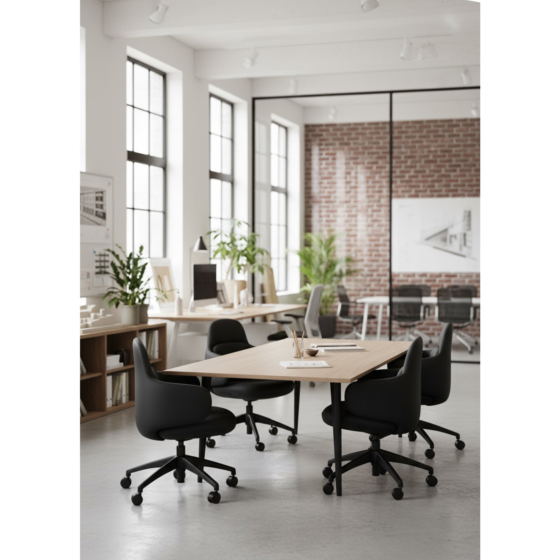 Side elevation line drawing of the Buro Odyssey chair showing seat height and overall dimensions