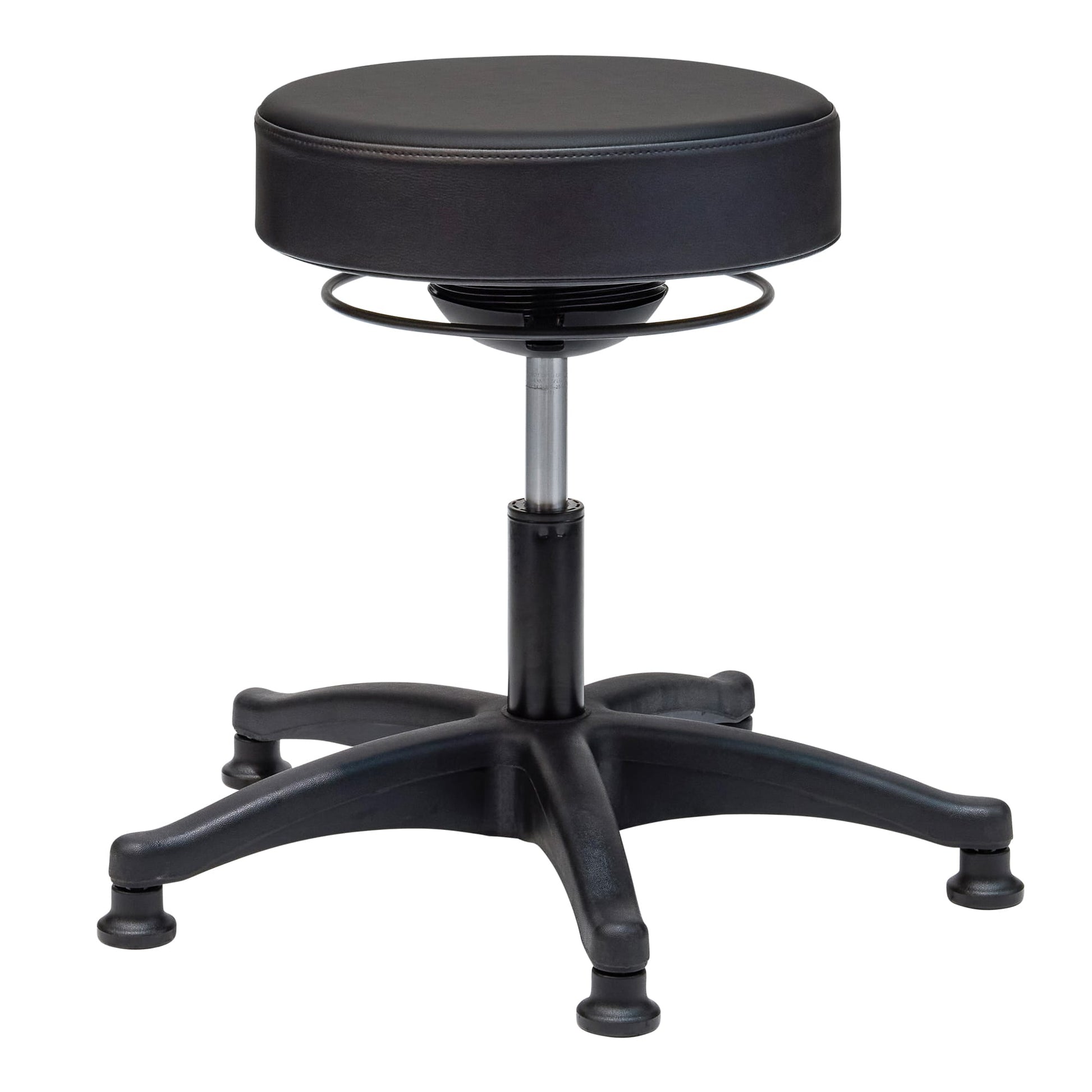 Detail view of Buro Polo Stool Black highlighting finish and adjustment features