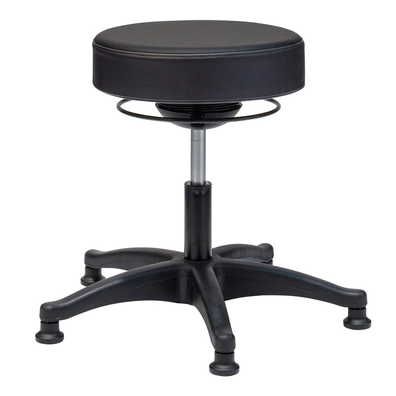 Detail view of Buro Polo Stool Black highlighting finish and adjustment features