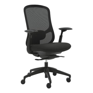 Buro Quantum 169A-M3 office chair in black with a mesh back, adjustable lumbar support, three way adjustable arms and a five star base