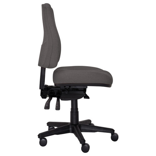 Three-quarter front angle of Buro Roma Charcoal chair on black nylon base
