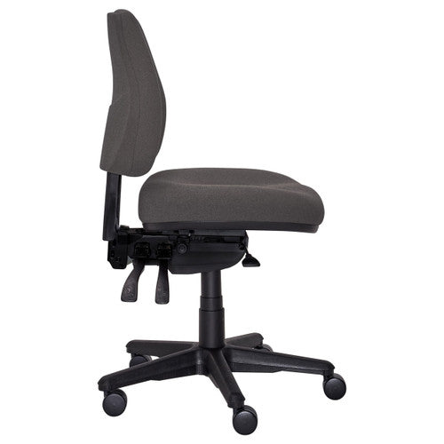 Side profile of Buro Roma mid back chair highlighting lumbar contour and backrest