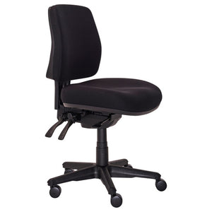 Buro Roma 3 lever mid back office chair without arms in black Jett fabric, front view