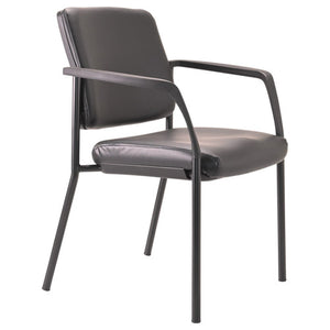 Buro Lindis 4 Leg chair with arms, black powdercoat frame and PU black seat, front view