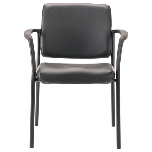 Buro Lindis stackable chair with black polypropylene arms and high-density foam back, side profile