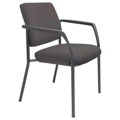 Buro Lindis 4-leg guest chair with black powdercoat frame and charcoal SafeTex upholstery, front view