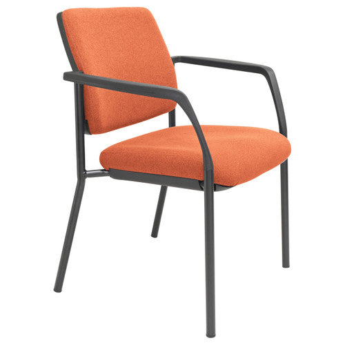 Buro Lindis 4 Leg guest chair with black powder-coated frame and rust SafeTex fabric arms