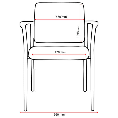Side view of Buro Lindis stackable chair showing high-density foam back and PU moulded seat