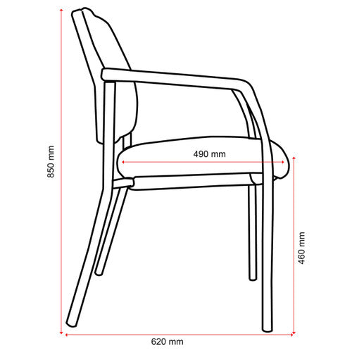 Buro Lindis 4 Leg chair with black polypropylene arms suitable for office and conference use