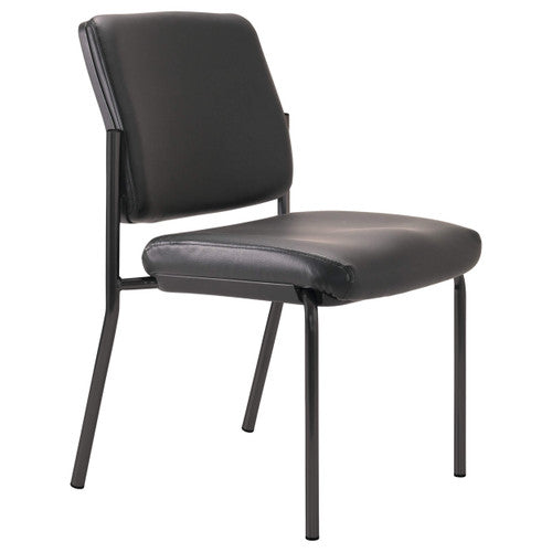 Buro Lindis 4 Leg Chair with black powdercoat frame and Dillon PU Black seat, front view