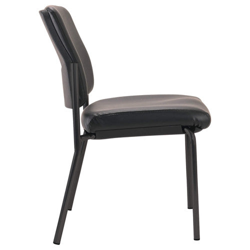 Close-up of Dillon PU Black moulded foam seat on the Buro Lindis 4 Leg Chair