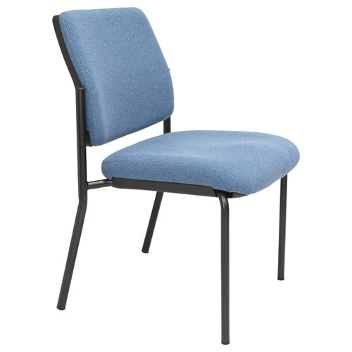Buro Lindis 4 leg guest chair with black powder-coated frame and Safetex Cobalt upholstery, front view