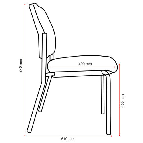 Buro Lindis no-arms guest chair with black powdercoat frame shown from a three-quarter angle