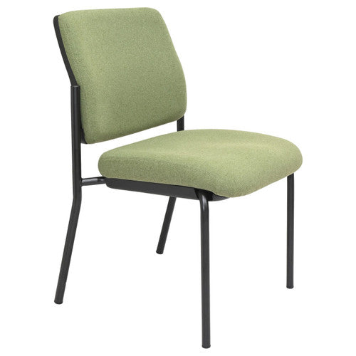 Buro Lindis 4 leg guest chair in Safetex Olive with black powder-coated frame, front view