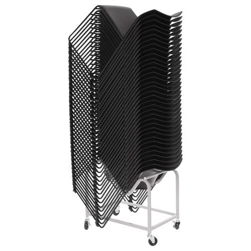 Buro Maxim chairs stacked in a column showing space-saving storage capability