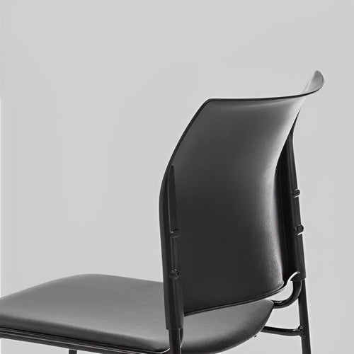 Close-up of black powdercoat steel sled base frame detail on Buro Maxim chair