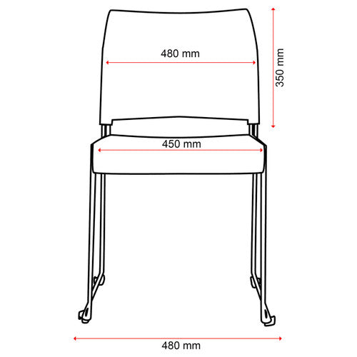 Stack of Buro Maxim chairs linked together, demonstrating stackable and linkable design