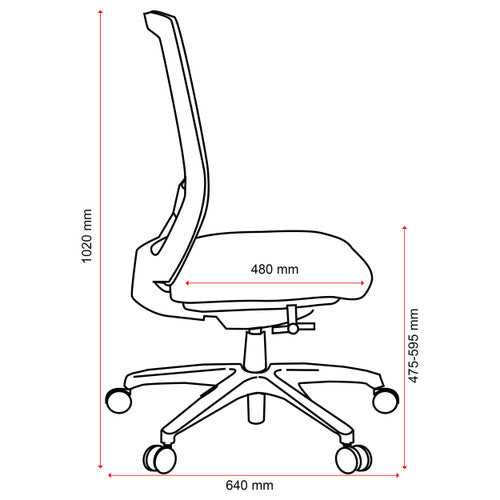 Rear view of Buro Mentor chair highlighting mesh back panel and black nylon five-star base