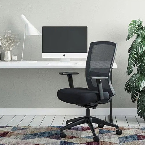 Buro Mentor chair lumbar support and synchronised backrest adjustment detail