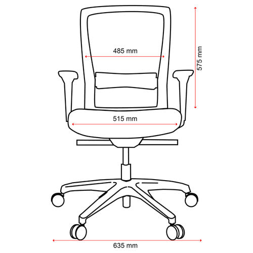 Side profile of Buro Mentor chair highlighting lumbar support and seat depth adjustment