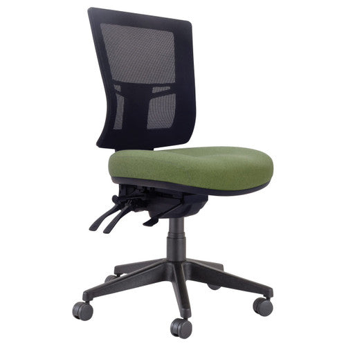 Buro Metro II 24/7 mesh mid back chair in Safetex Olive with nylon base and no arms