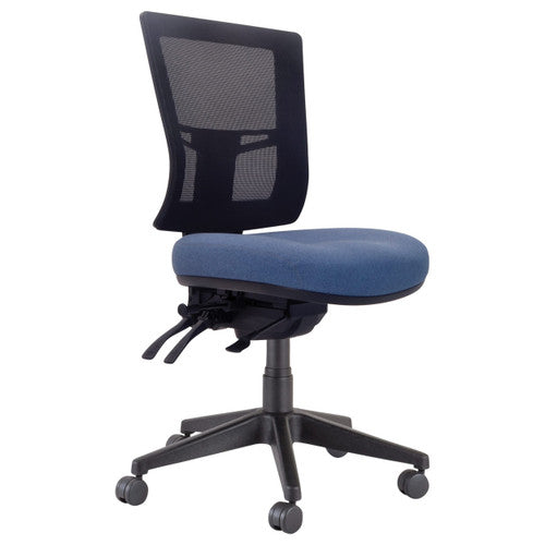 Buro Metro II 24/7 mesh mid back chair in Safetex cobalt upholstery with nylon base and no arms