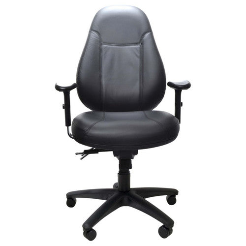 Buro Persona 24/7 black leather ergonomic chair, side profile