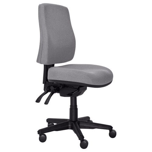 Buro Roma high back office chair in Smoke SafeTex upholstery, front view, no arms