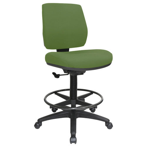 Buro Roma mid back drafting chair in green Jett fabric, front view on white background