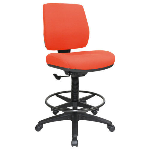 Buro Roma Mid Back Drafting Chair in red, front view