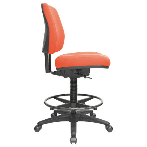 Side profile of Buro Roma Mid Back Drafting Chair in red fabric