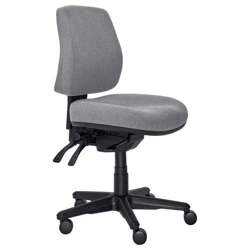 Buro Roma mid back office chair in Smoke SafeTex upholstery, front view, no arms