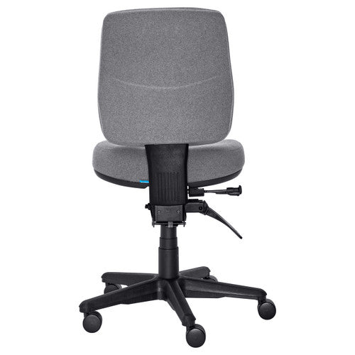 Rear view of Buro Roma mid back chair showing fully upholstered back and nylon base