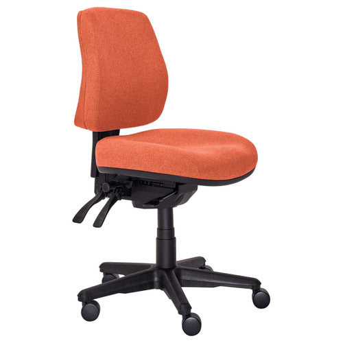 Buro Roma mid back office chair in Rust SafeTex upholstery, front view, no arms
