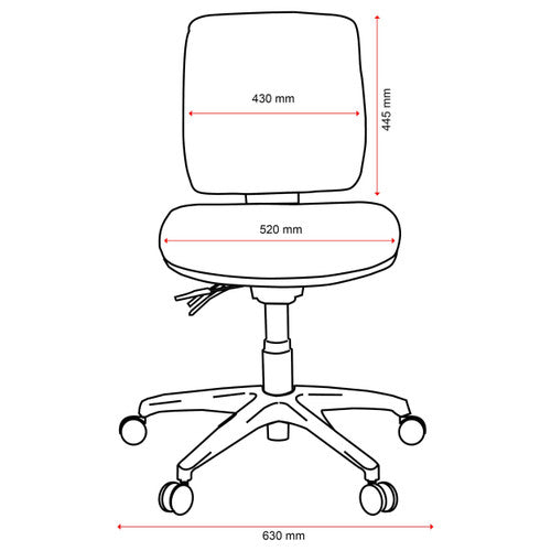 Rear view of Buro Roma mid back chair showing fully upholstered backrest