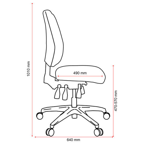 Buro Tidal office chair 3-lever mechanism and seat adjustment controls close-up