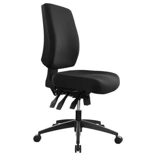 Buro Tidal Medium Back Chair fully upholstered in black fabric without arms - front view