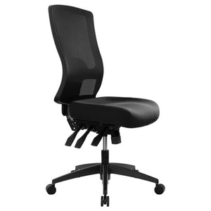 Buro Tidal Mesh High Back Chair without arms in black, front view