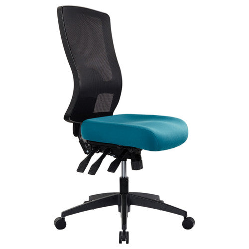 Buro Tidal Mesh High Back Chair in Teal, front view without arms