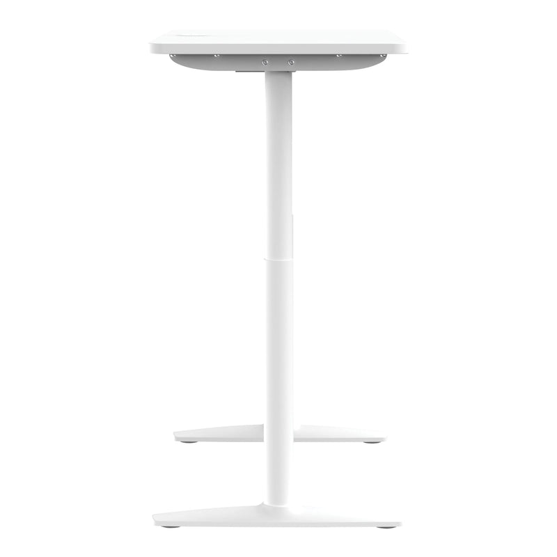 Detail view of Buro Syntra Height Adjustable Desk 1200 x 600mm White Top White Frame highlighting finish and adjustment features