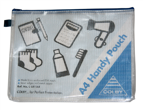 Colby C-641A4 Handy Pouch A4 PVC Zippered Blue
