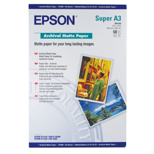 Epson S041340 Archival Matte Paper A3+ 192gsm Pack 50 Sheets