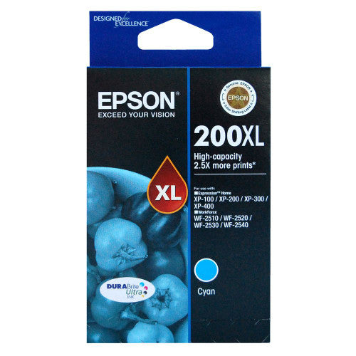Epson C13T201292 200XL High Yield Durabrite Ultra Ink Cyan