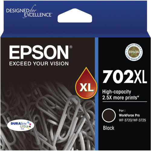 Epson C13T345192 702XL High Yield Durabrite Ultra Ink Black