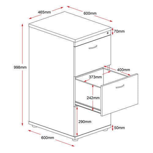 Rapidline Rapid Worker Filing Cabinet 3 Drawer 465 x 600 x 990mm Beech / Ironstone