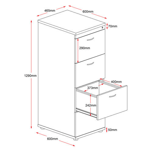 Rapidline Rapid Worker Filing Cabinet 4 Drawer 465 x 600 x 1300mm Beech / Ironstone