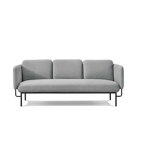 Rapidline Capri 3 Seater Steel Base Lounge Black Light Grey Fabric