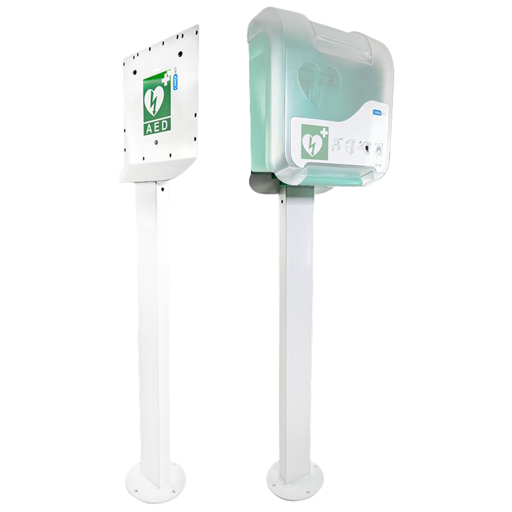 CARDIACT AED Cabinet Stand 32 x 20 x 1360cm showing floor-standing AED cabinet mounting stand for public access defibrillator deployment